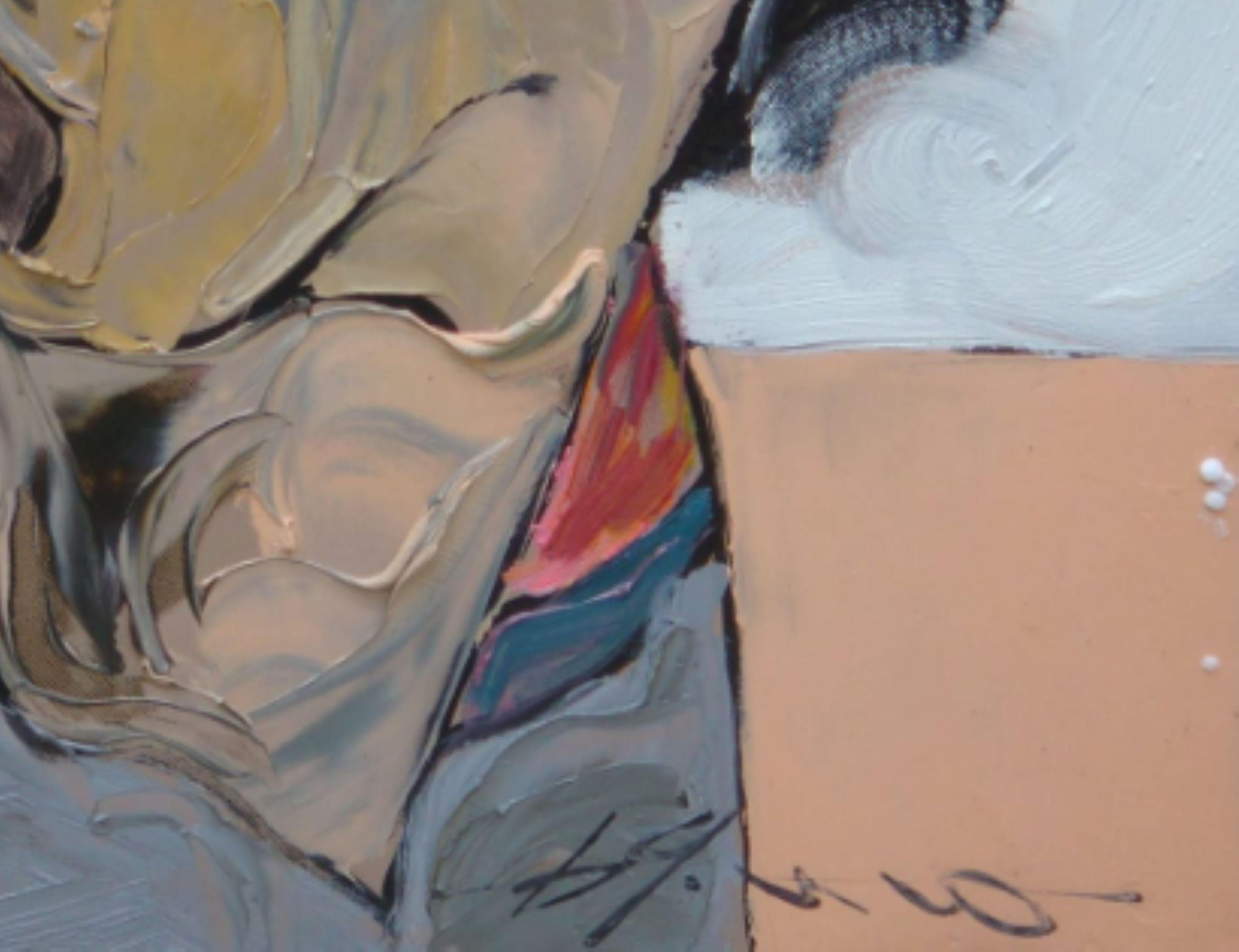 Sorprendido - Figurative Painting Gris de La Ba Quan