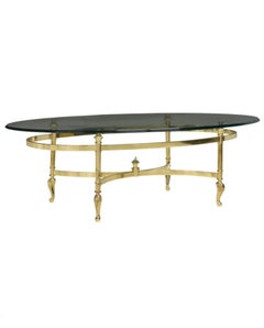 La Barge Attributed Oval Glass & Brass Cocktail Table