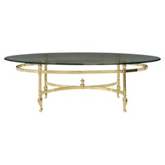 La Barge Attributed Oval Glass & Brass Cocktail Table