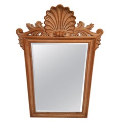 La Barge Bleach Fruitwood Carved Shell Beveled Mirror, Italy