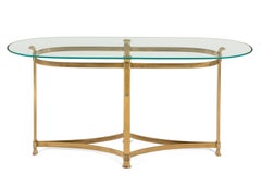 La Barge Brass Console Table with Glass Top, Italy, 1970s