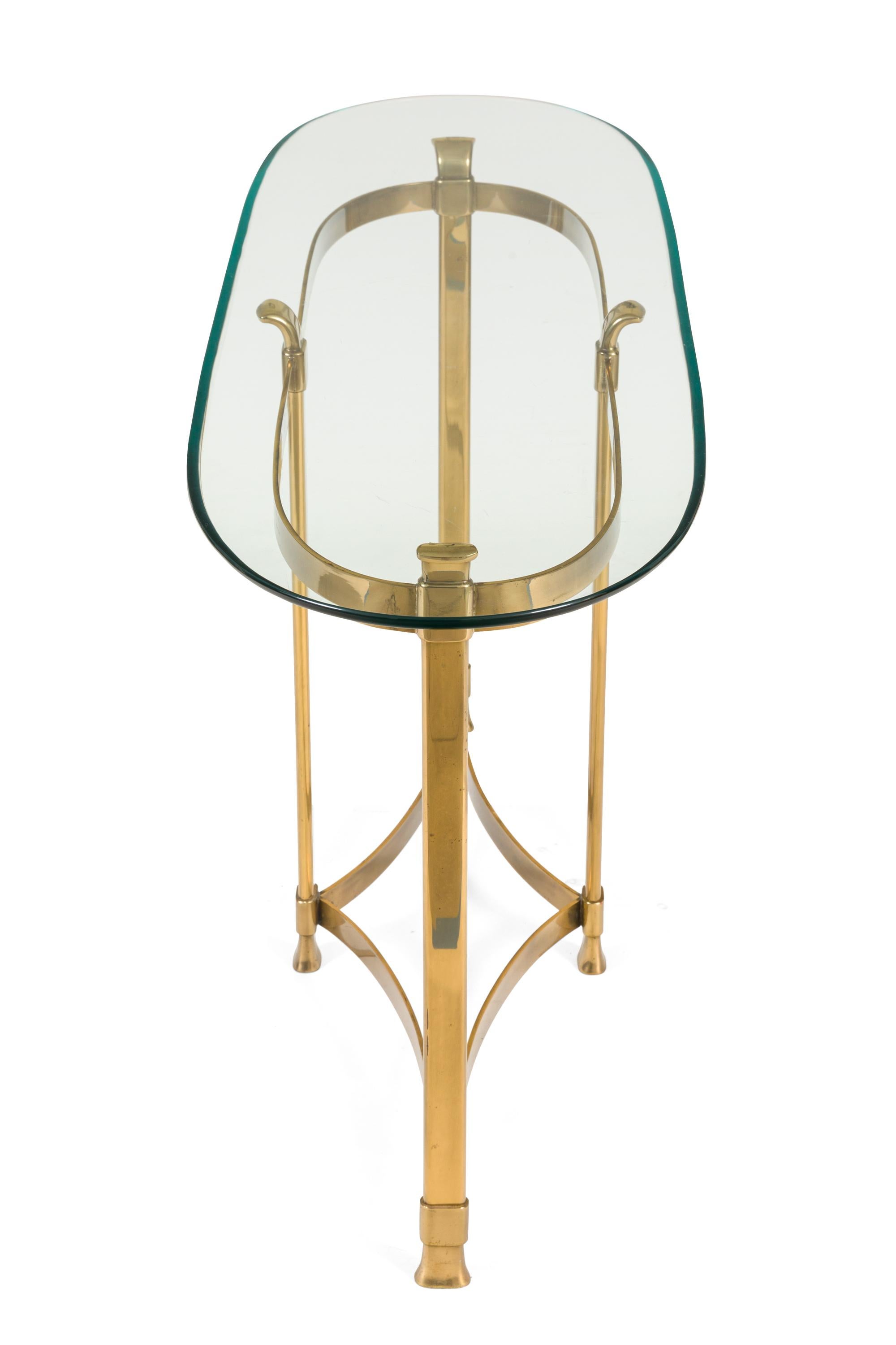 Italian La Barge Brass Console Table with Glass Top, Italy, 1970s