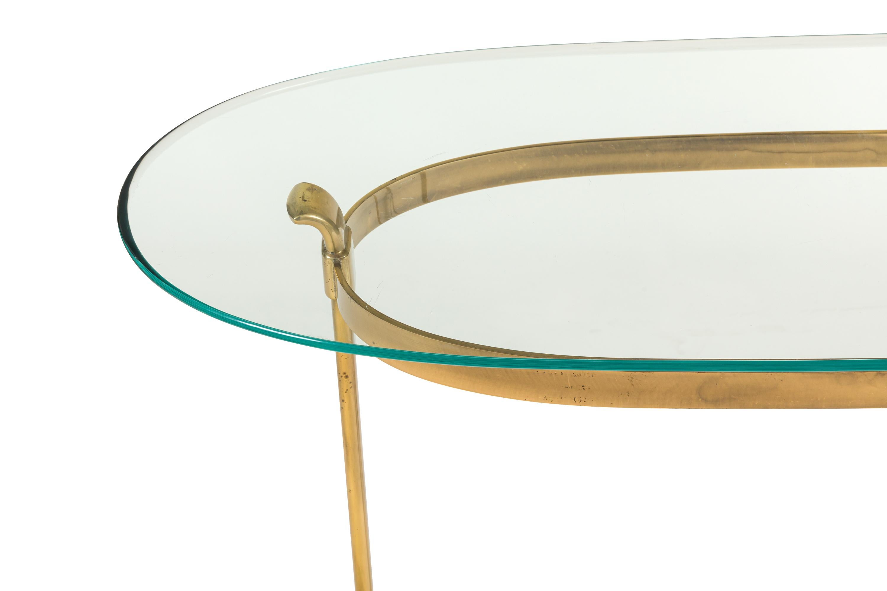 La Barge Brass Console Table with Glass Top, Italy, 1970s In Good Condition In New York, NY