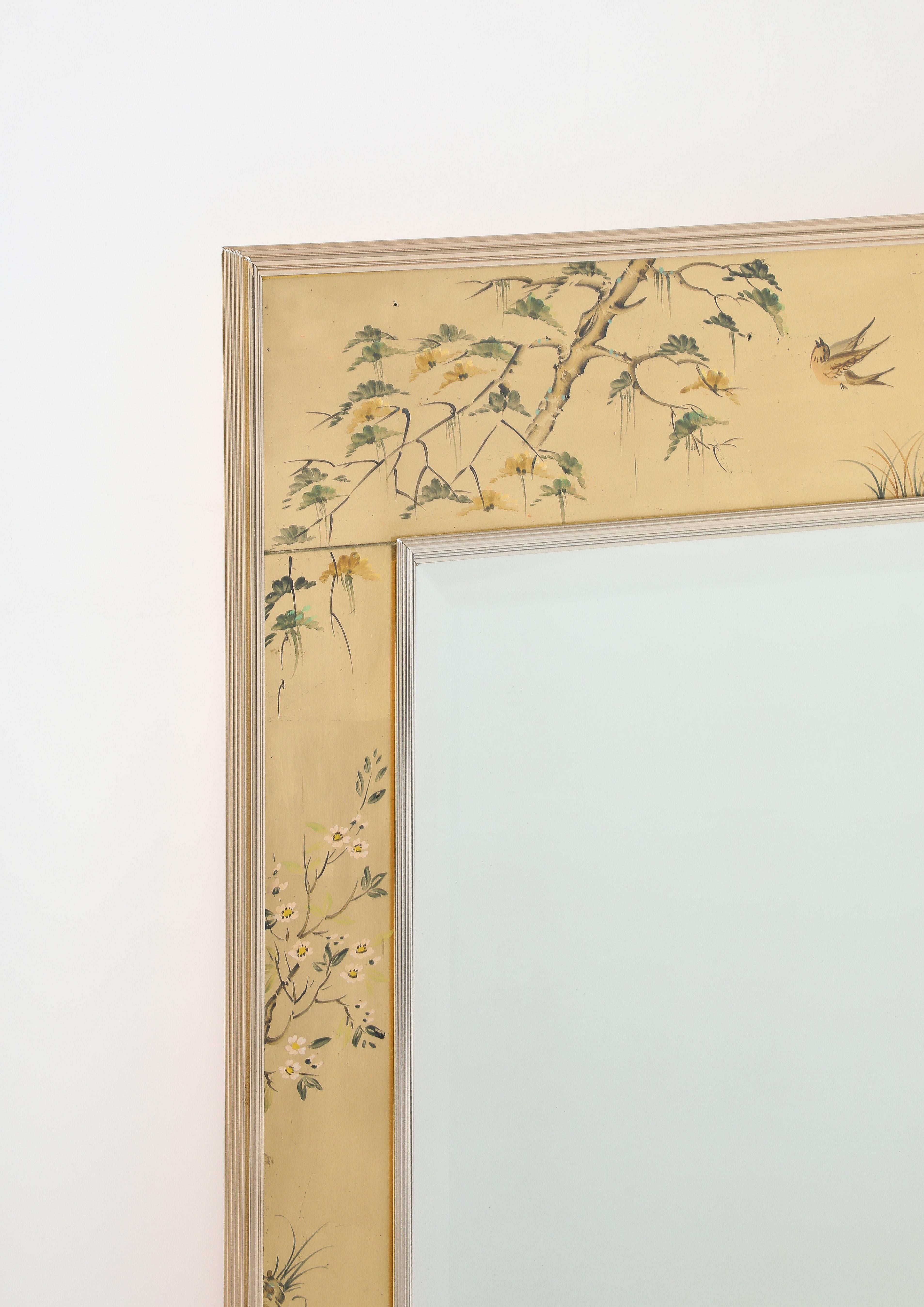 La Barge Chinoiserie Gold Leaf, Eglomise Mirror In Excellent Condition In New York, NY