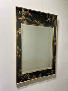 La Barge Chinoiserie Mirror with Rare Black Background
