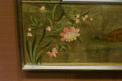 LA Barge Églomisé Reverse Painted Asian Style Gold Beveled Wall Mirror