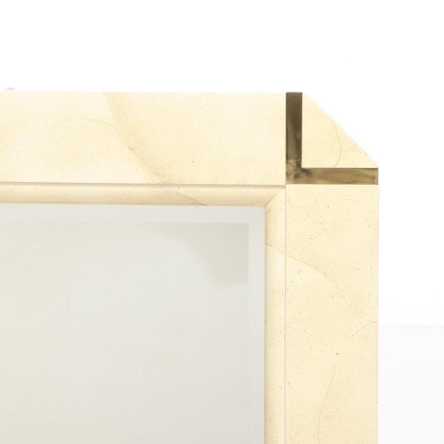 La Barge Faux Goatskin and Parcel Gilt Wall Mirror In Good Condition For Sale In Chicago, IL