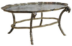 La Barge Figural Rams Head Oval Scallop Glass Coffee Table Maison Charles Style