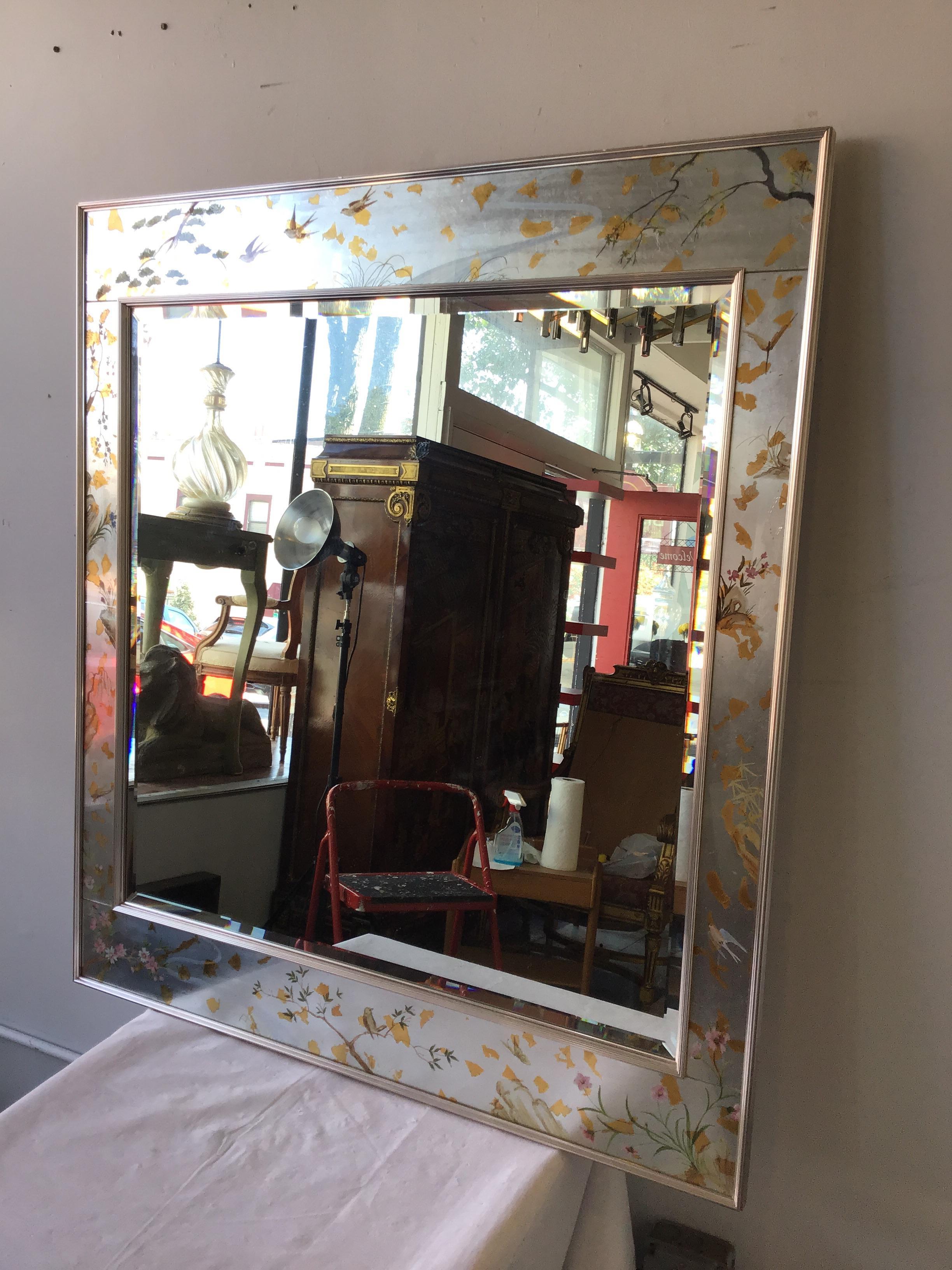 La Barge Floral Silver Leaf Mirror In Good Condition In Tarrytown, NY