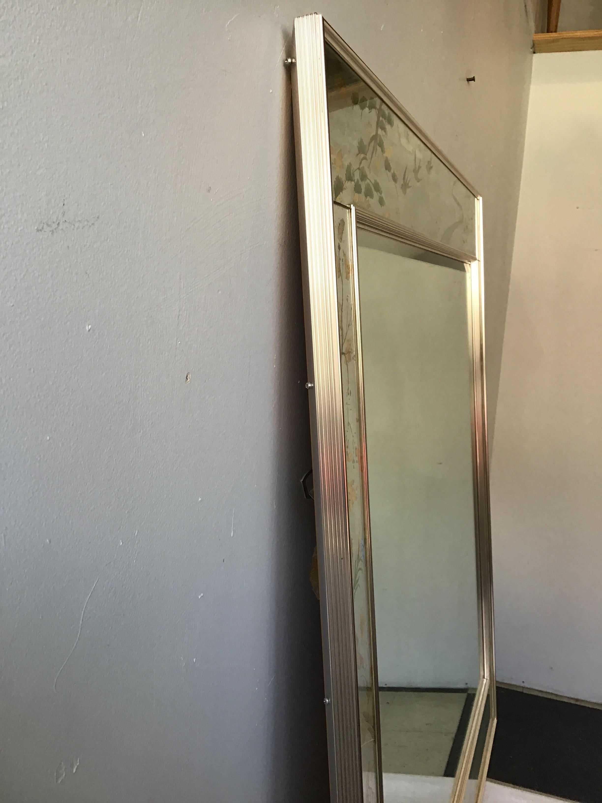 Late 20th Century La Barge Floral Silver Leaf Mirror