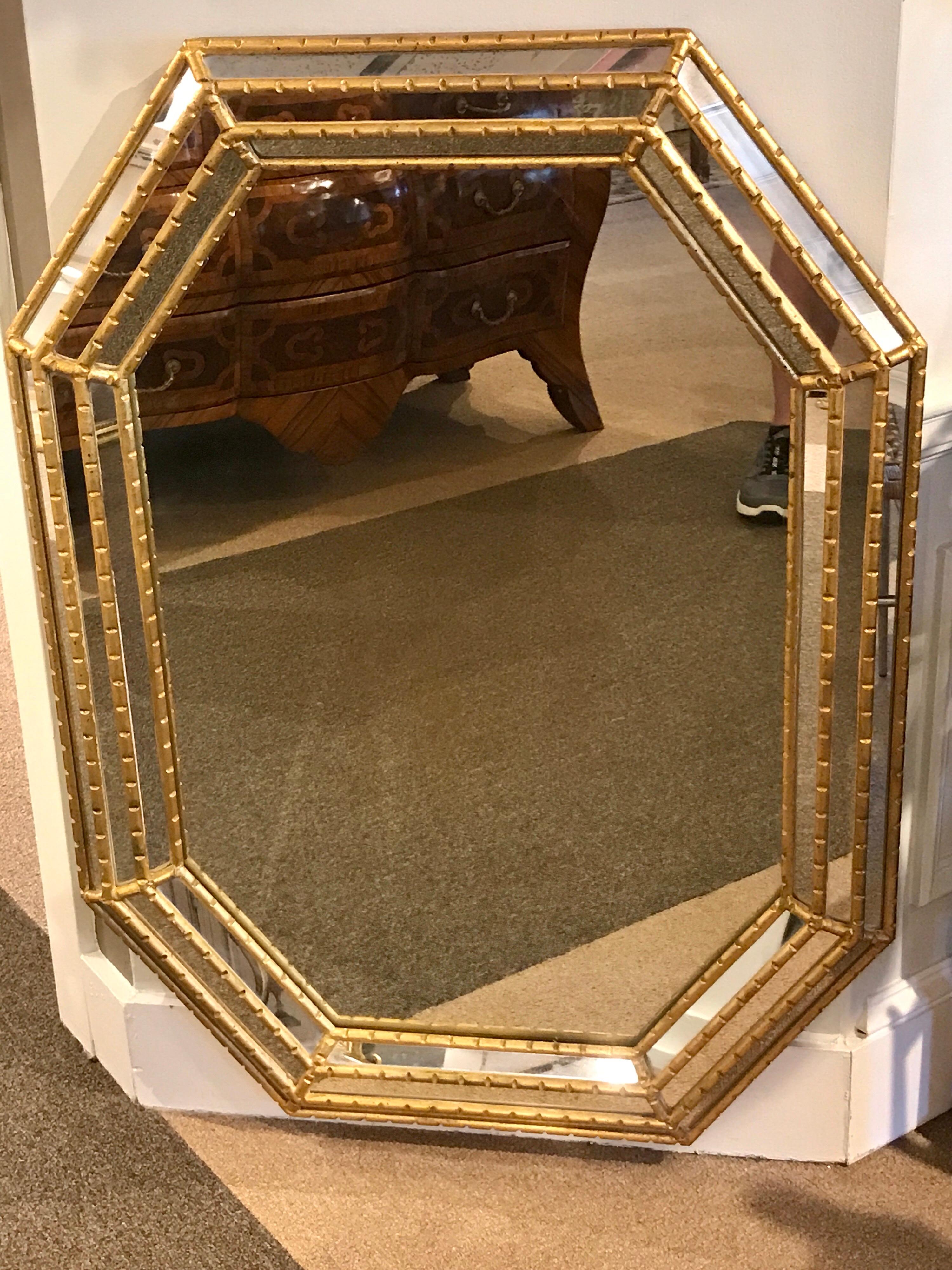 La Barge giltwood octagon mirror, of typical form with carved giltwood triple mirrored surround.