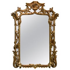 La Barge Gold Giltwood Mirror Chinese Chippendale Style, Italy