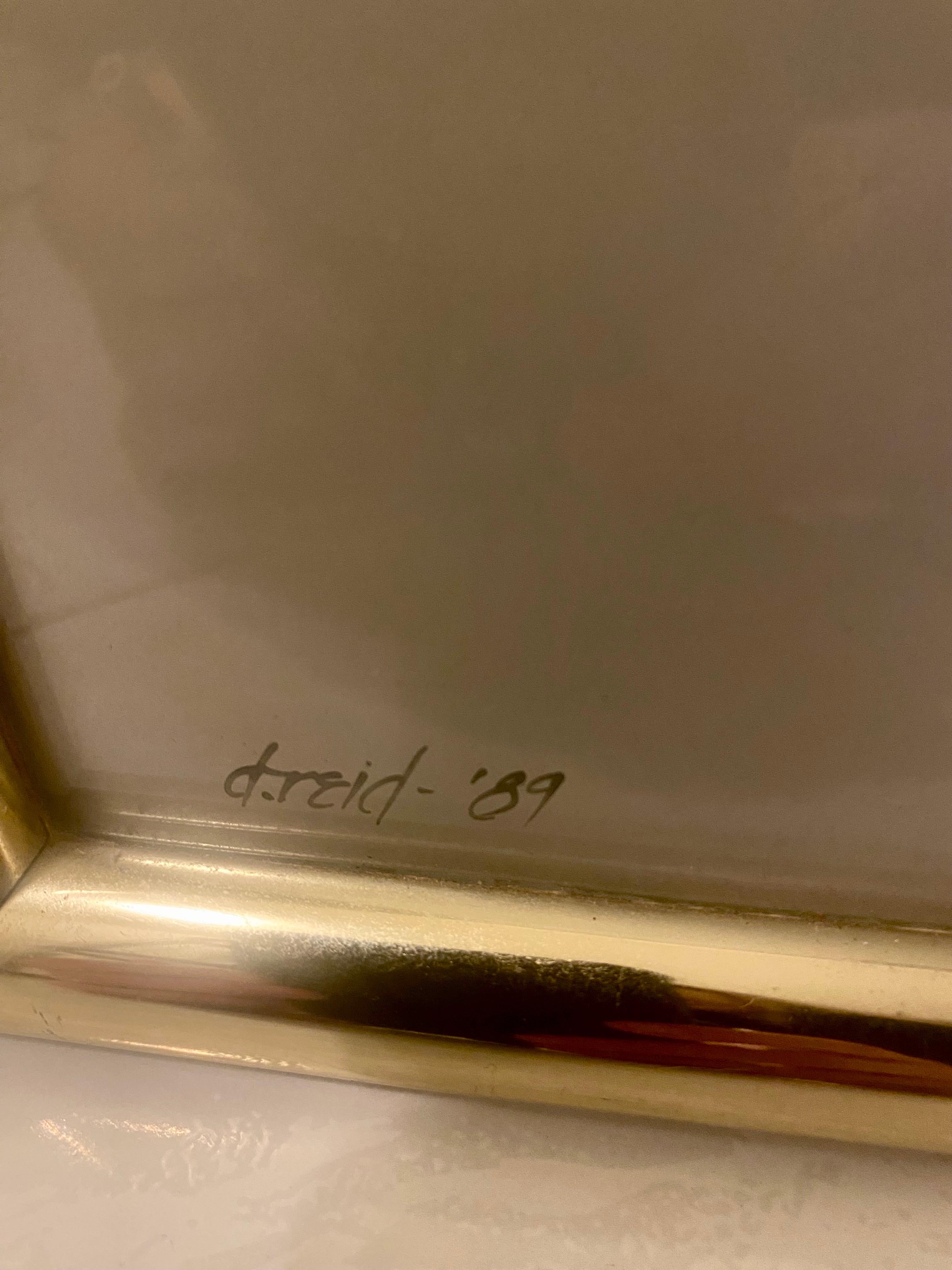 Cadre en verre églomisé peint à la main avec miroir biseauté La Barge en vente 6
