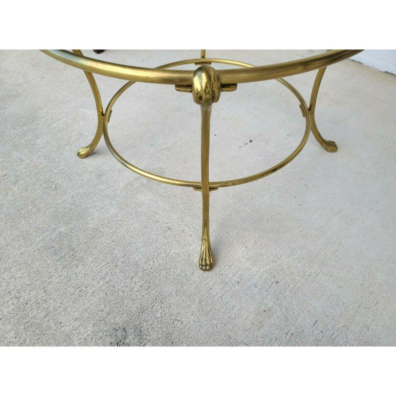 Late 20th Century La Barge Hollywood Regency Pie Crust Brass Hoof Footed Coffee Cocktail Table