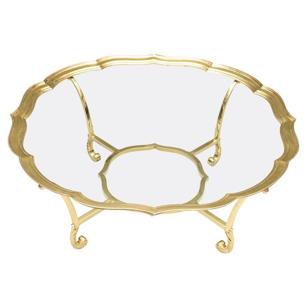 La Barge Hollywood Regency Style Solid Brass Coffee Table For Sale