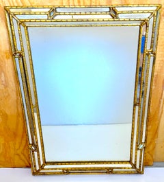 La Barge Italian Giltwood Carved Rectangular Geometric Mirror