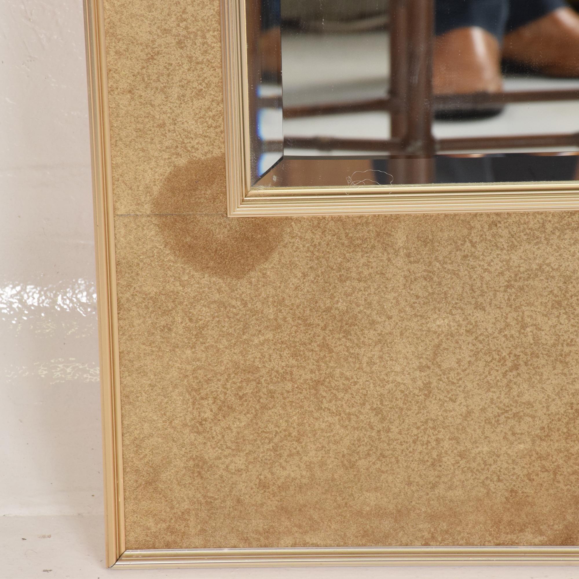 Late 20th Century La Barge Italian Suede Leather Framed Wall Mirror 1970s Modern Vintage