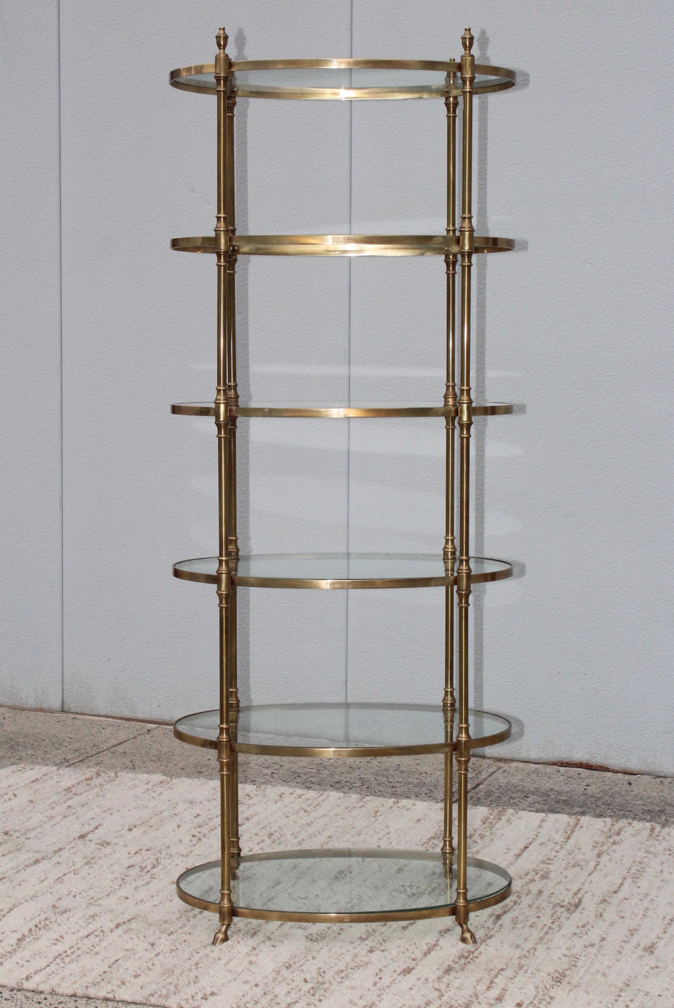 Mid-Century Modern La Barge Oval Brass Etagere