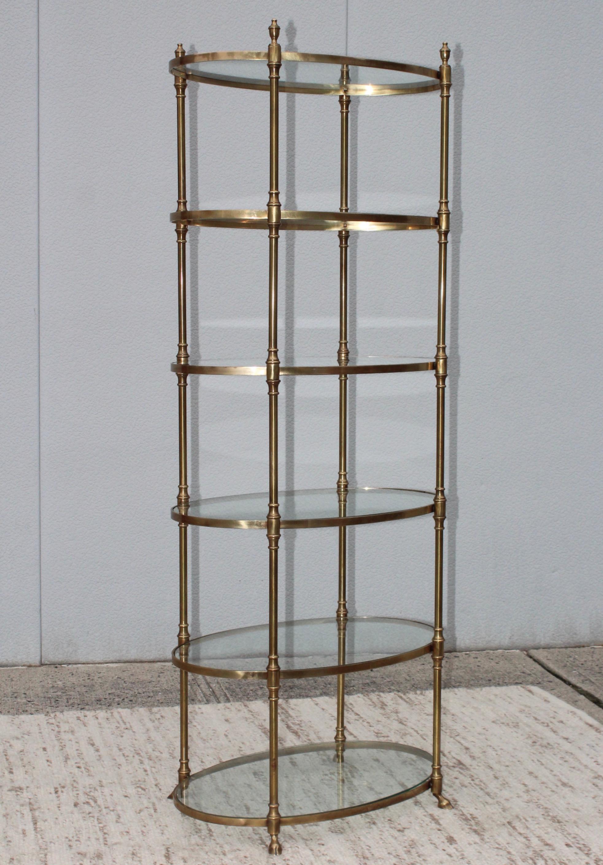 Italian La Barge Oval Brass Etagere