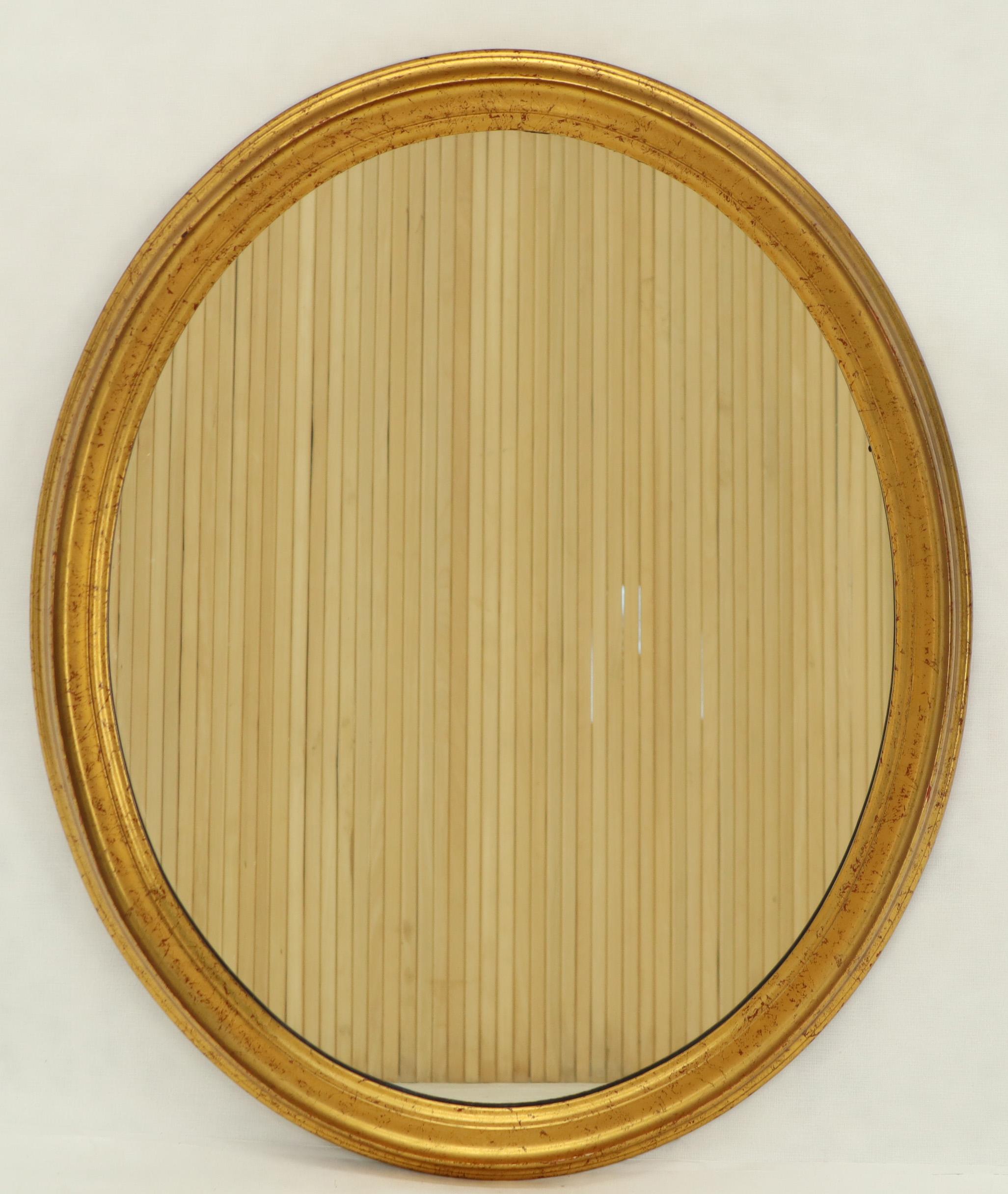 Mid-Century Modern La Barge Oval Gold Frame Wall Mirror For Sale
