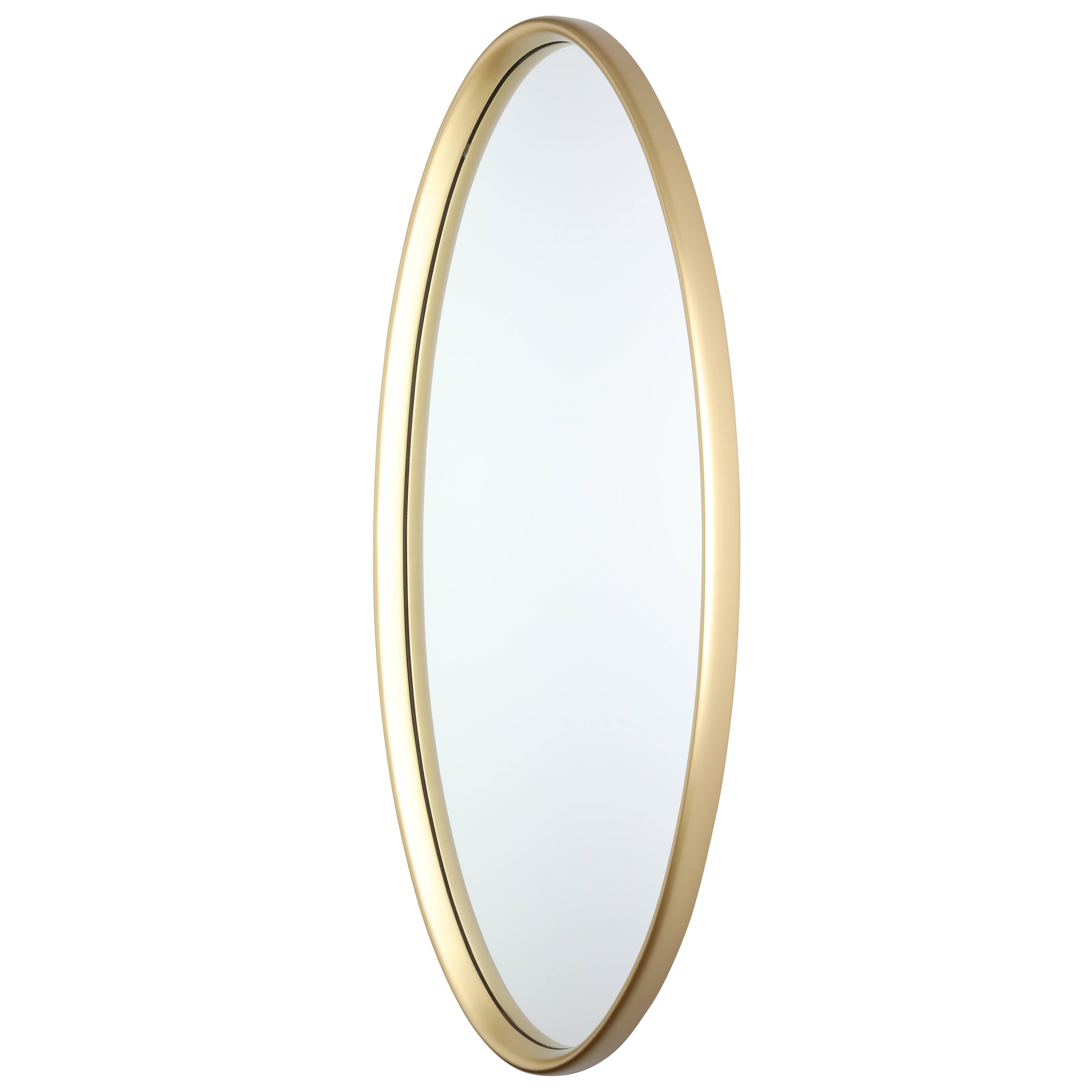 Large oval mirror with curvaceous gold-painted wood frame, by La Barge, circa 1960s. Newly repainted. 


    