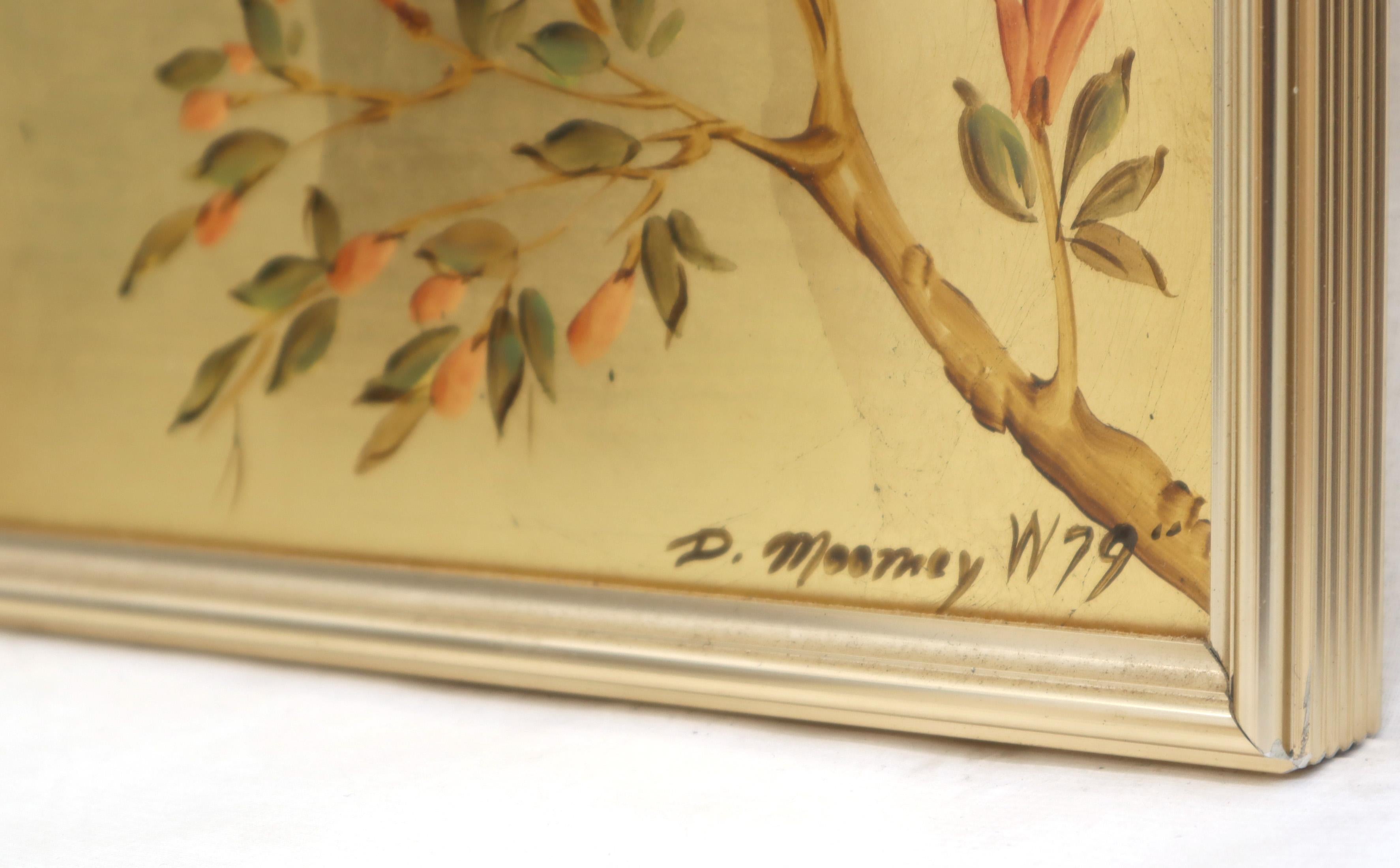 Miroir décoratif à cadre rectangulaire peint à l'envers avec feuilles d'or La Barge en vente 2