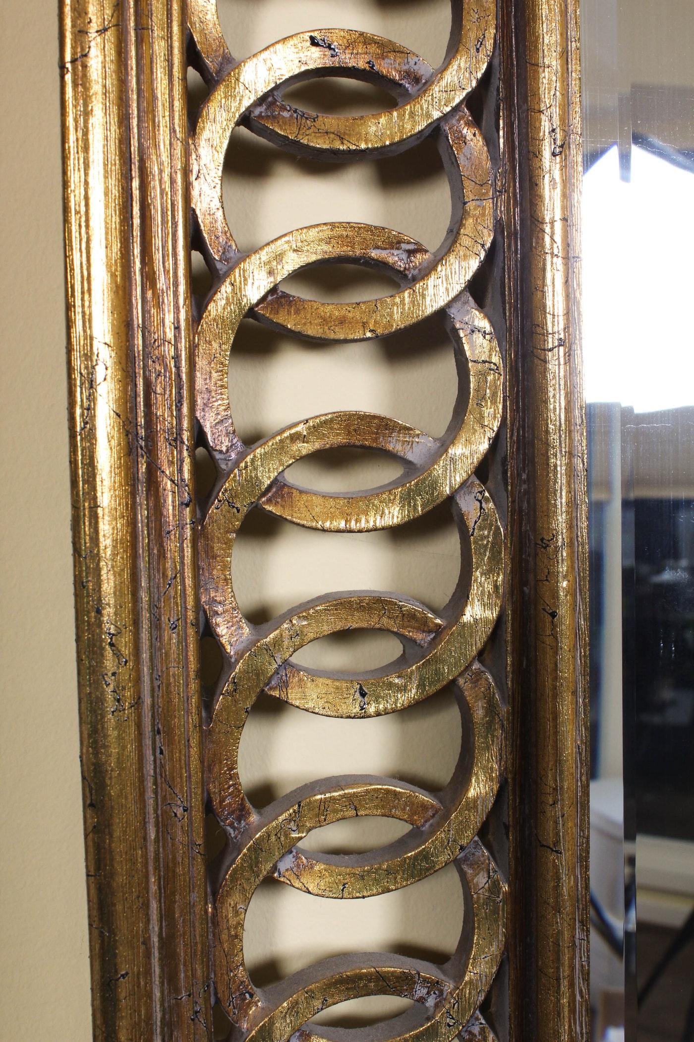 La-Barge Scroll Wood Gold Leaf Wall Mirror In Good Condition In Dallas, TX