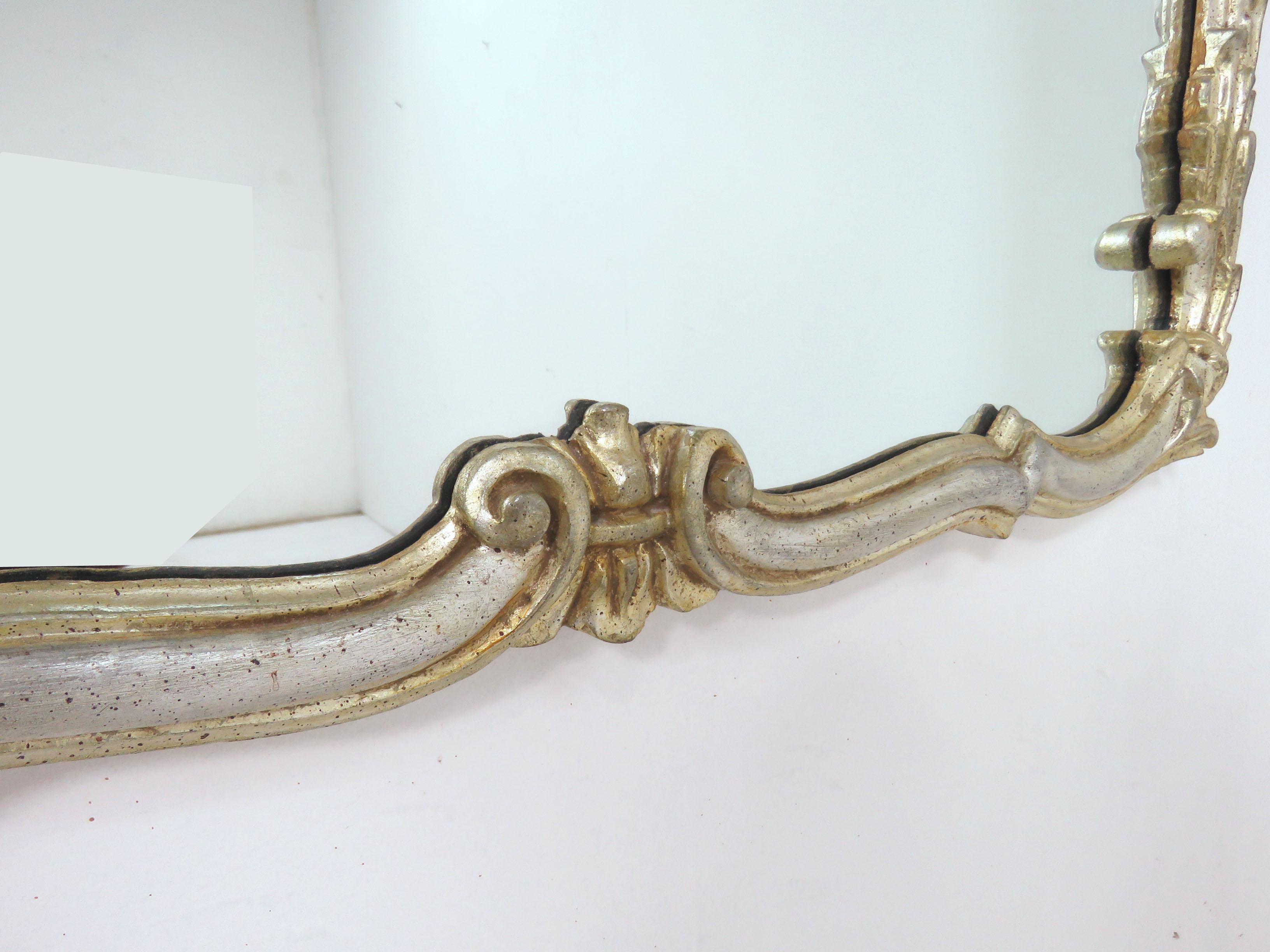 Wood La Barge Silver Giltwood Wall Mirror, Made in Italy, circa 1960s