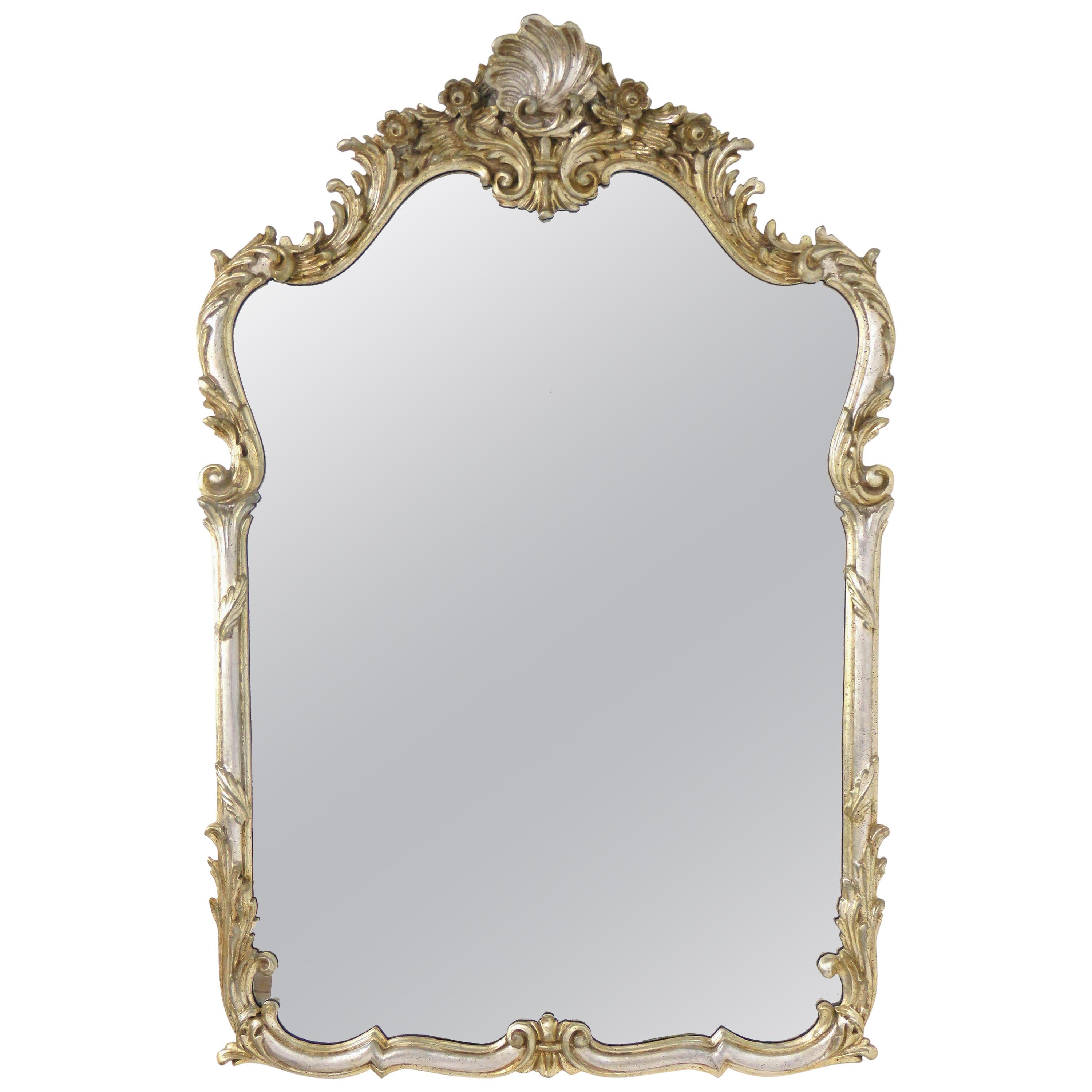 La Barge Silver Giltwood Wall Mirror, Made in Italy, circa 1960s