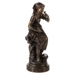 La Becquée Sculpture en bronze d'après Mathurin Moreau "Français:: 1822-1912"
