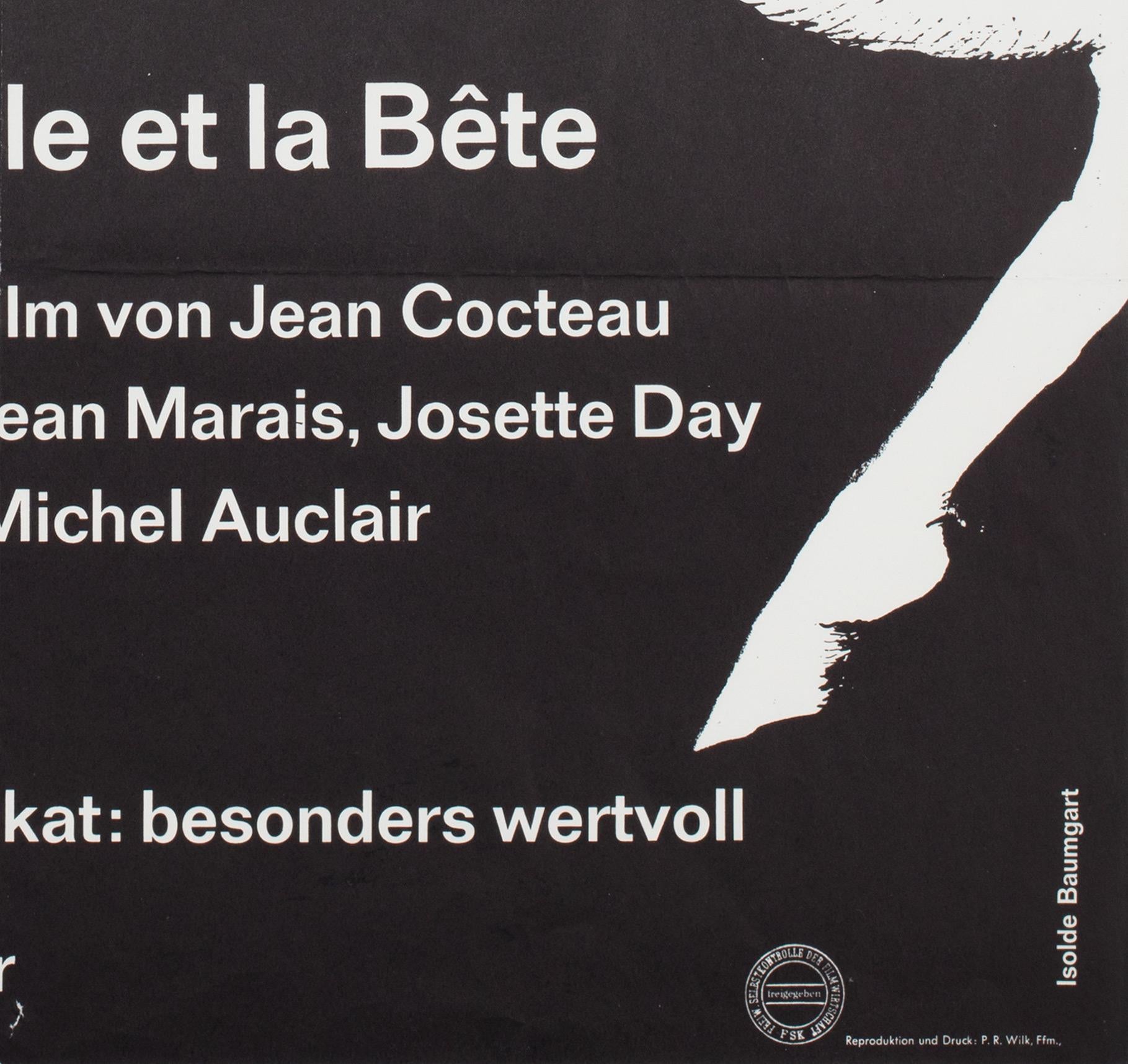 La Belle et la Bete ca. 1960er Jahre Deutsches A1-Filmplakat, Isolde Baumgart im Angebot 3