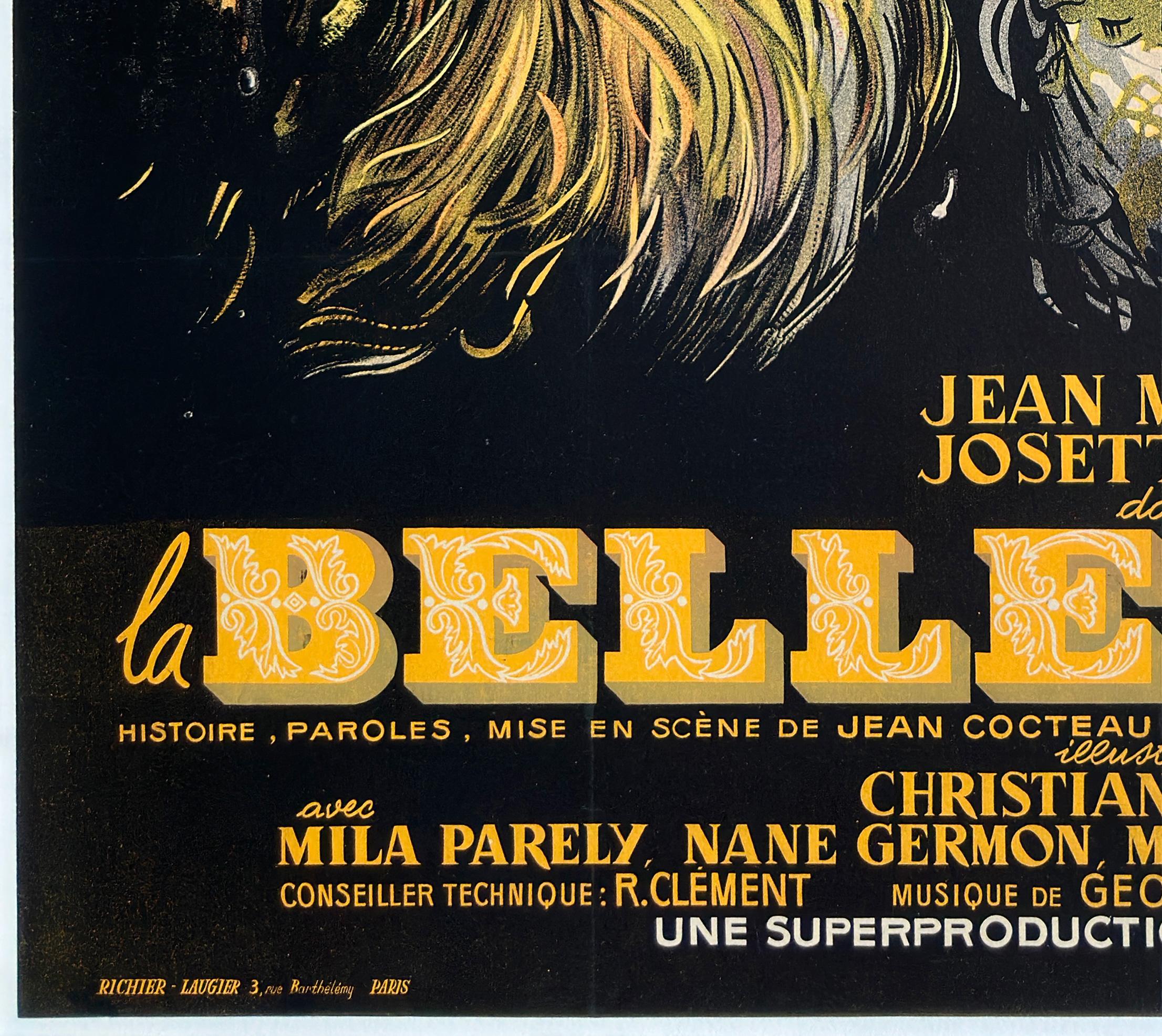 Affiche du grand film français La Belle et la Bete R1951, Jean-Denis Malcles en vente 1