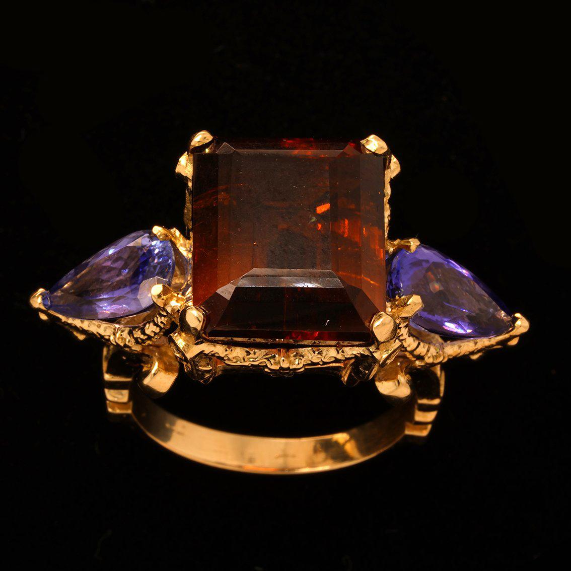 Tourmaline, Tanzanites, Diamonds gold ring  For Sale 5