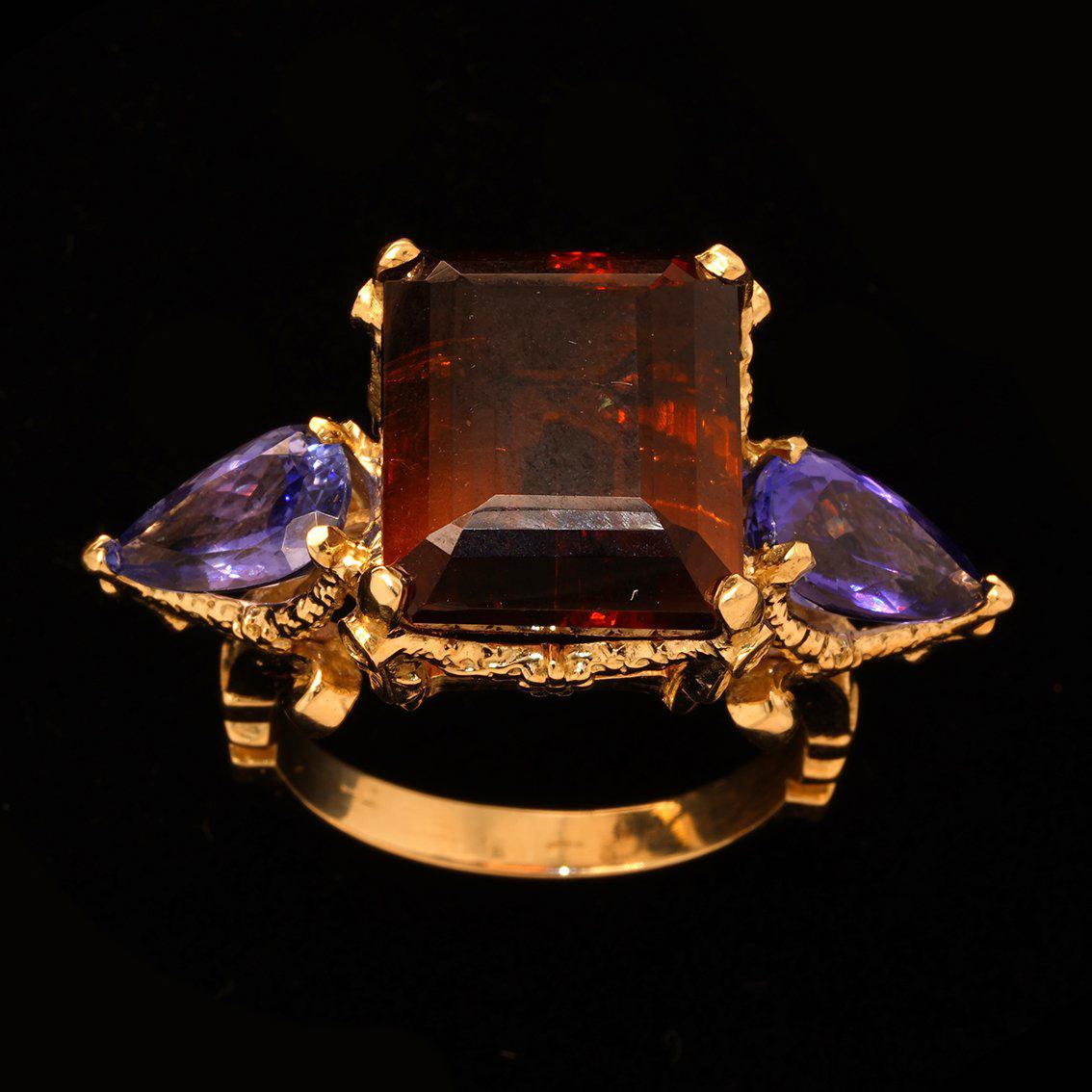 Tourmaline, Tanzanites, Diamonds gold ring  For Sale 7