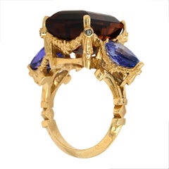 Tourmaline, Tanzanites, Diamonds gold ring