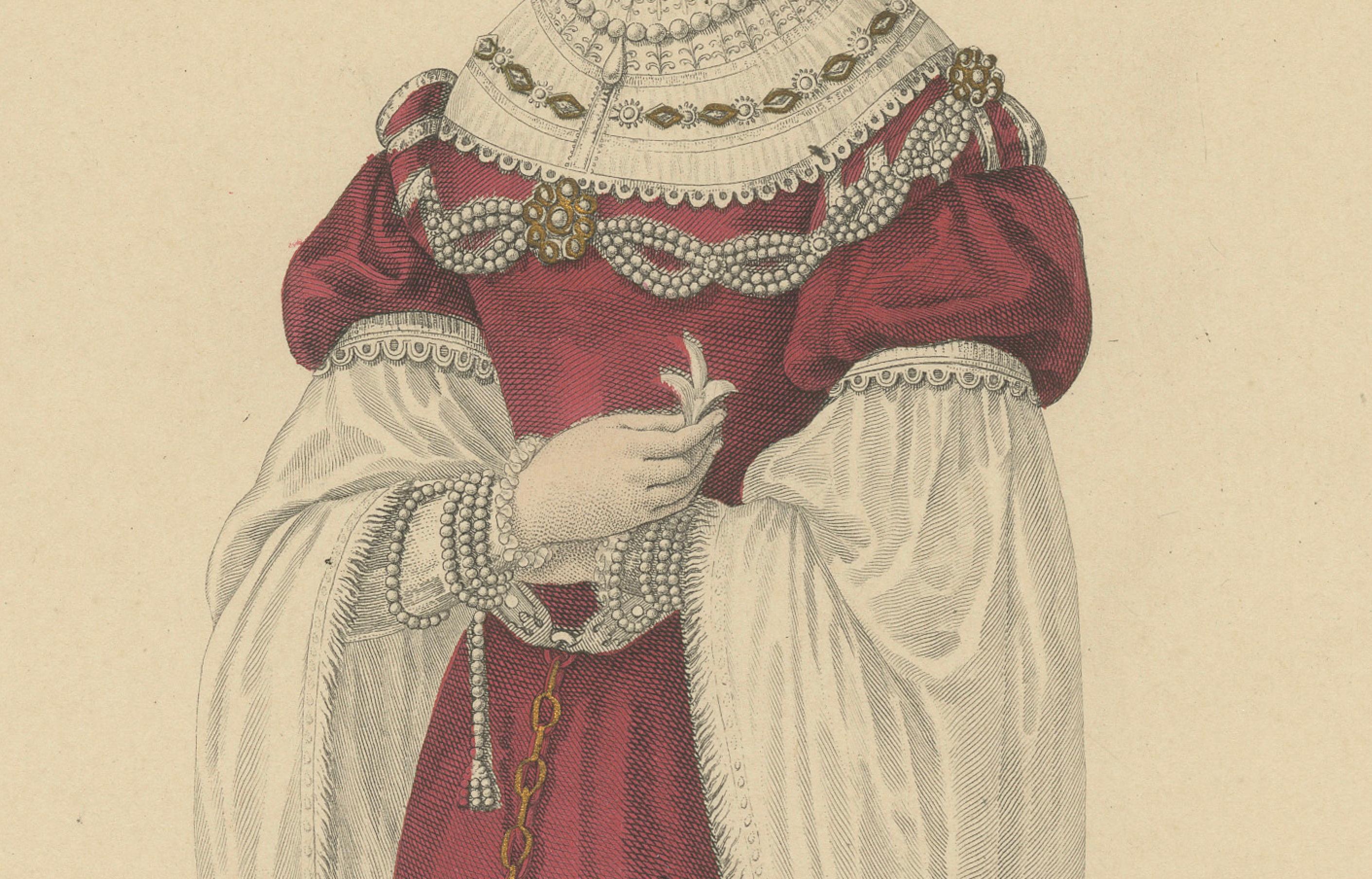 La Belle Paule, Toulouse Beauty - Handkolorierter Kupferstich, um 1900 (Französisch) im Angebot