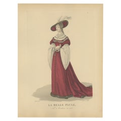La Belle Paule, Toulouse Beauty - Handkolorierter Kupferstich, um 1900