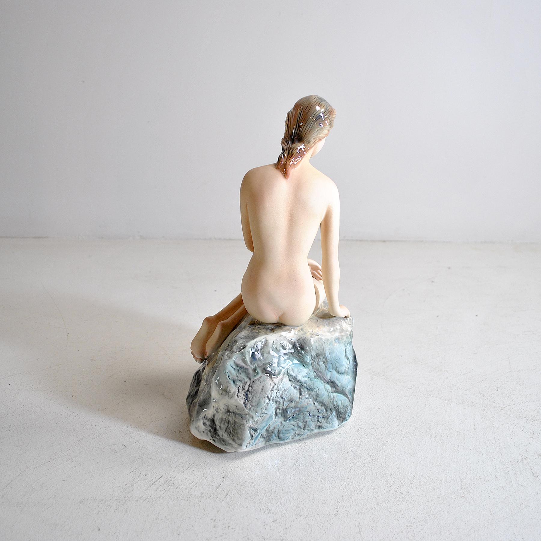 La Bertetti Torino Italian Ceramic Woman on the Rock For Sale 2