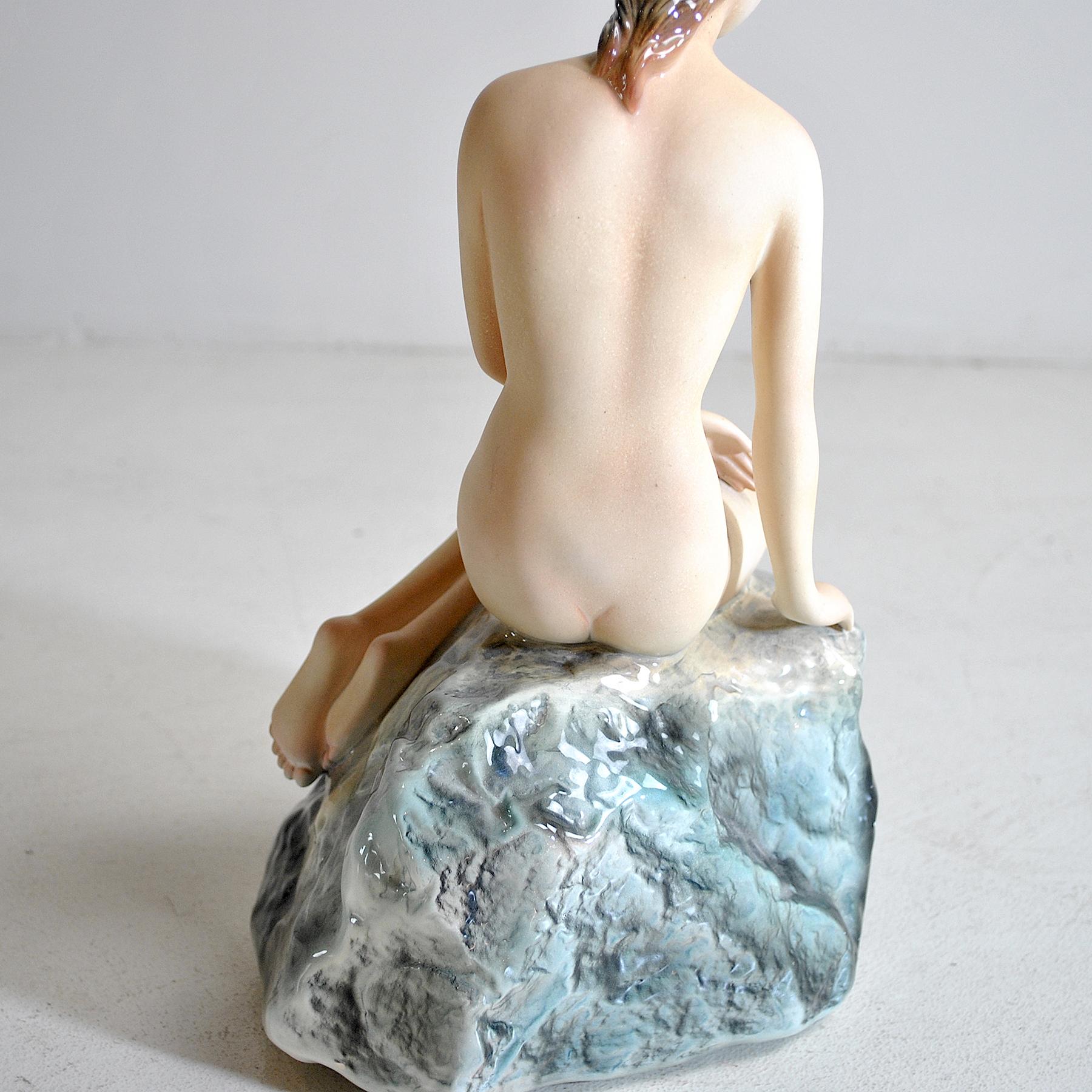 La Bertetti Torino Italian Ceramic Woman on the Rock For Sale 3