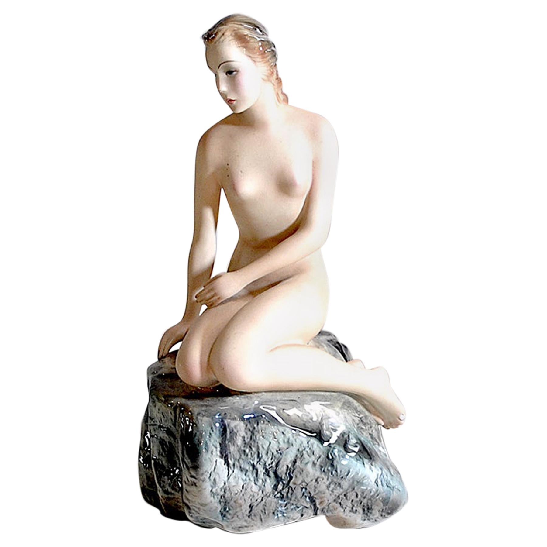 La Bertetti Torino Italian Ceramic Woman on the Rock