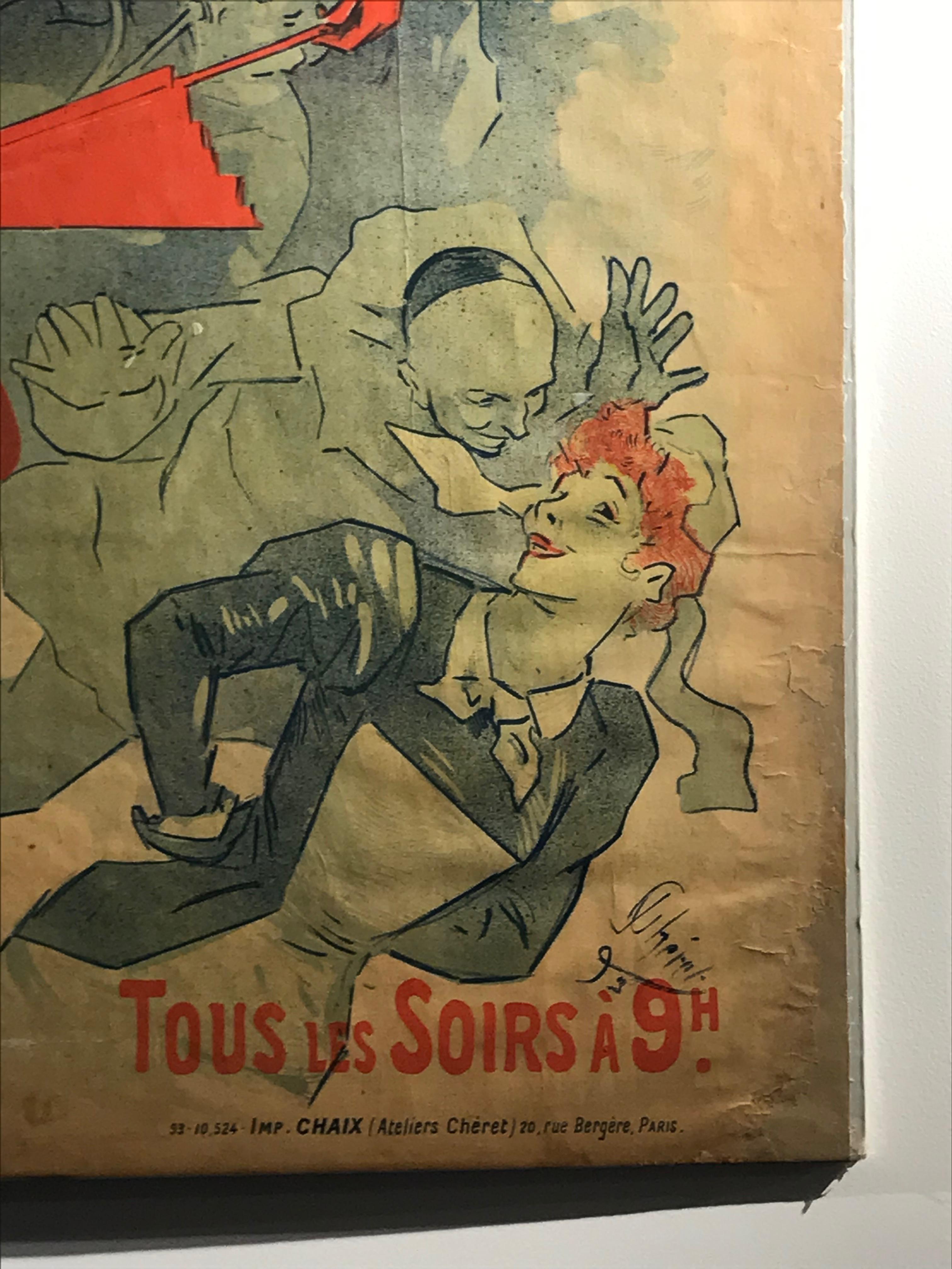 Français « La Bodinière », Théatre de La Tour Eiffel, affiche originale de style Art nouveau en vente