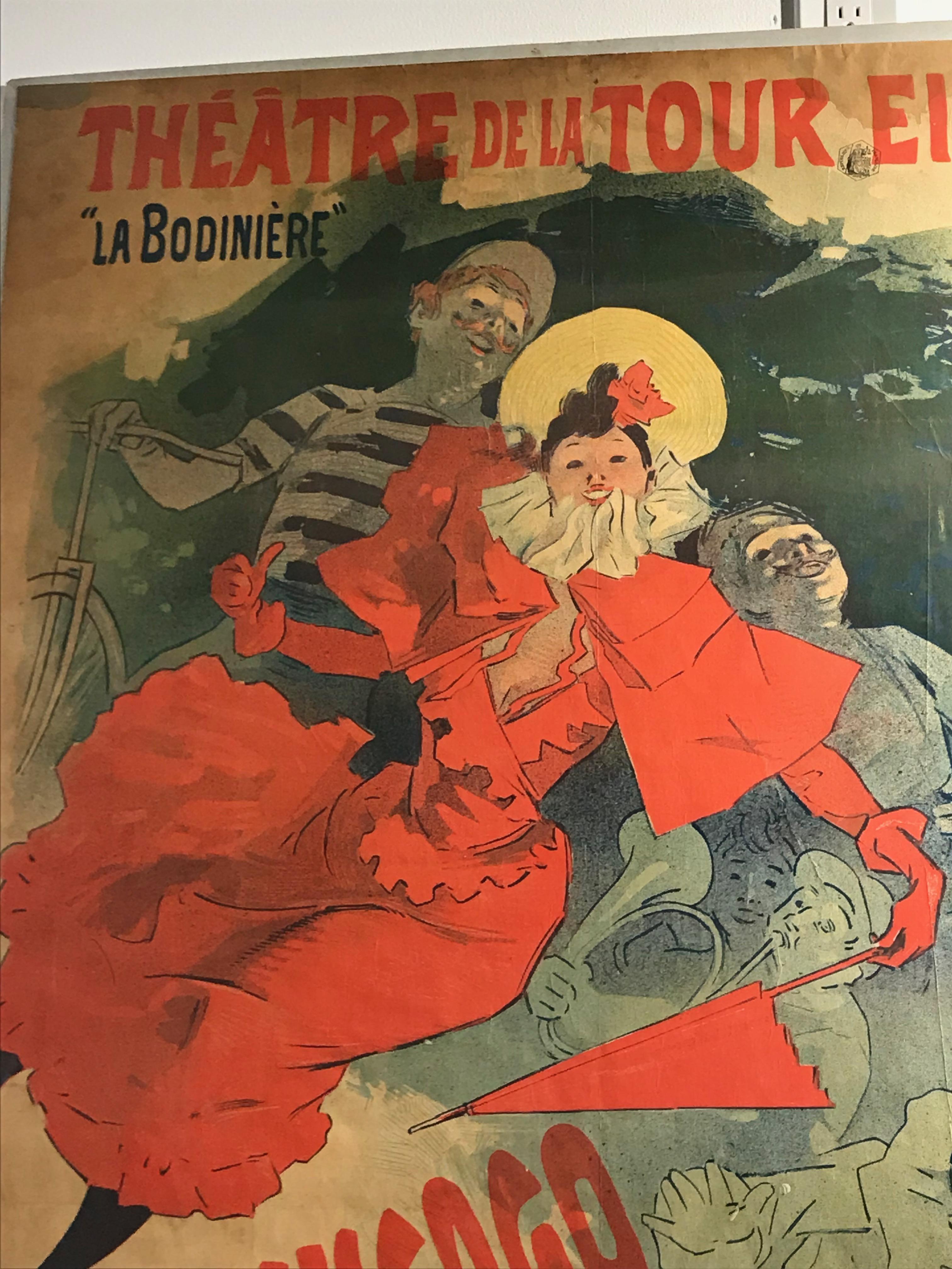 « La Bodinière », Théatre de La Tour Eiffel, affiche originale de style Art nouveau en vente 1