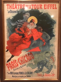 ‘La Bodinière, ’ Théatre De La Tour Eiffel, Vintage Framed Poster by Jules Chéret