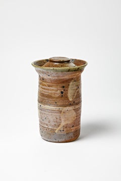 La Borne 1970 20th Century Brown and Abstract Ceramic Decorative Box or Jewelry