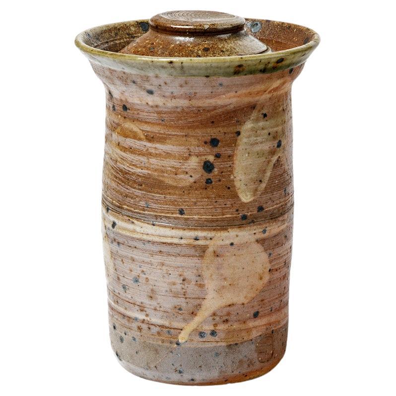 Dekoschachtel oder Schmuck aus brauner und abstrakter Keramik, La Borne, 20. Jahrhundert