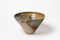 Große Keramikschale oder Becher aus braunem und schwarzem Schachbrett, Borne, 1970