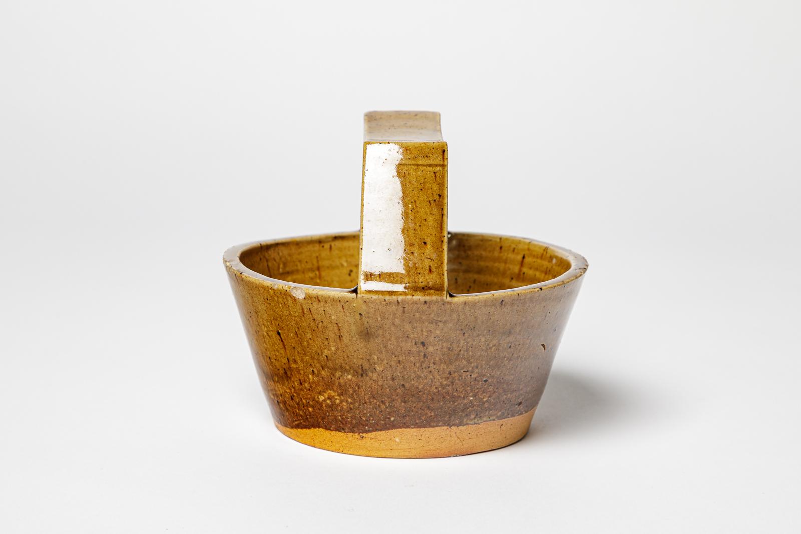 20th Century La Borne 20th art deco Francois Guillaume yellow decorative vide-poche 1935 For Sale