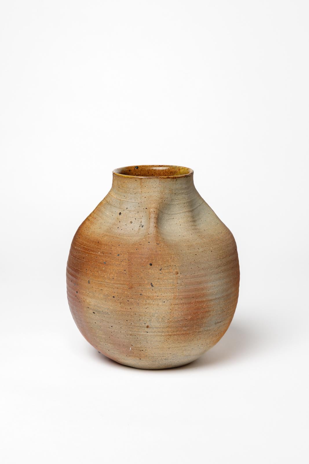Vaso in ceramica sonteware marrone La Borne del XX secolo di Bruno H'rdy 1970 in vendita 2