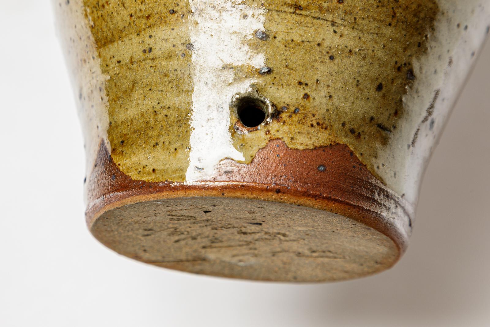 Ceramic La Borne 20th century brown stoneware ceramic base table lamp by Cadet 1960 For Sale
