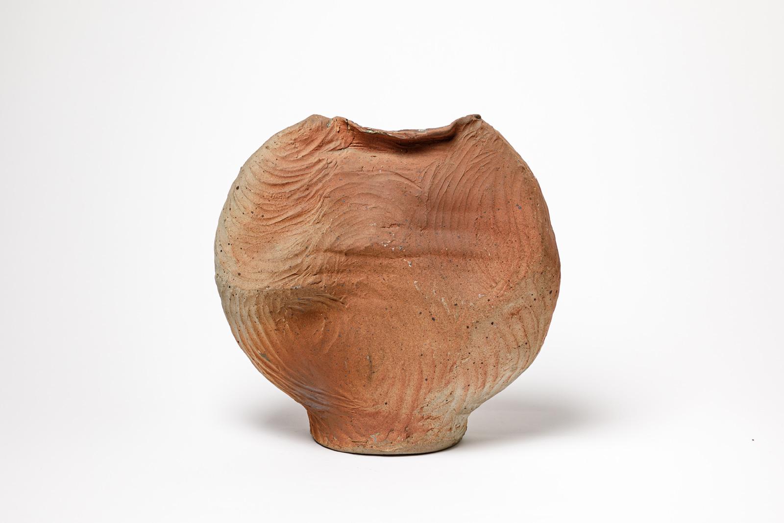 La Borne 20th century brown stoneware ceramic vase design 1970 In Excellent Condition For Sale In Neuilly-en- sancerre, FR